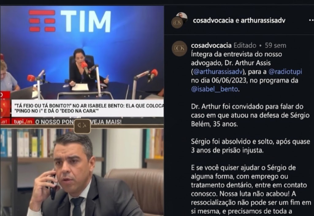 Participação em vídeo no Instagram
