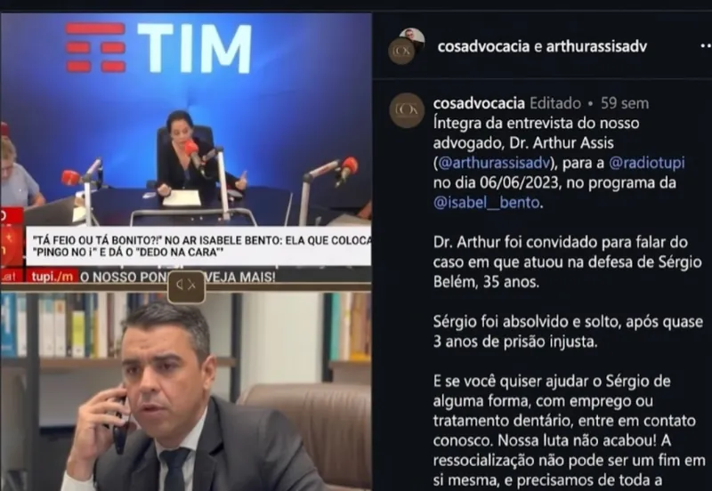 Participação em vídeo no Instagram